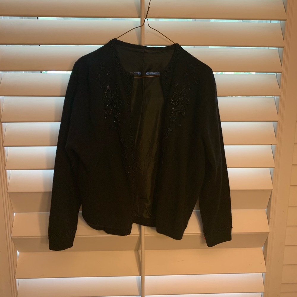 *Vintage* Black beaded cardigan